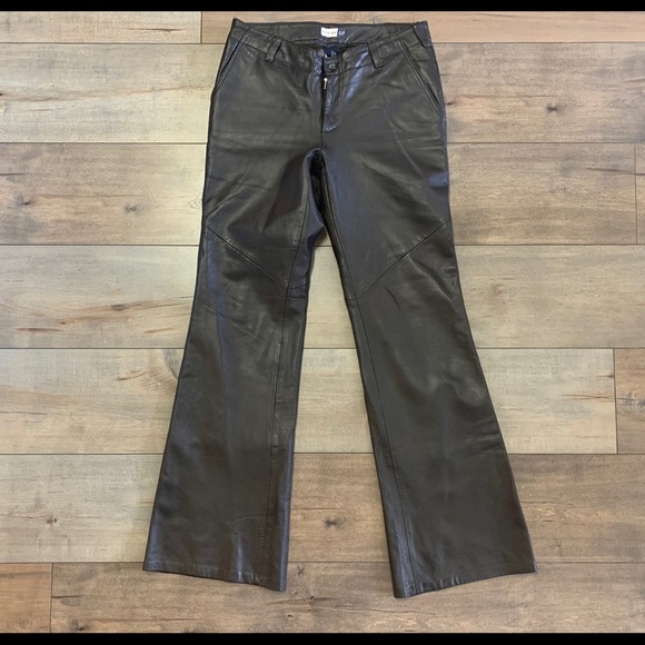 GAP Pants - GAP Brown Leather Low Rise Trouser Pants **FLAW**